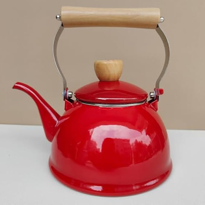 Amosfun Vintage Enamel Tea Kettle Retro Teapot For Stovetop Cool Handle Design For Home Tea Lovers - Image 4