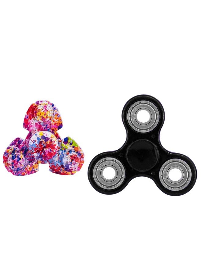 بريمسونس لعبة مكتب بريمسونز® هاند سبينر - لعبة حسية عالية السرعة تدور بسلاسة بالأصابع لتخفيف التوتر للأطفال والكبار - هدية لحفلات أعياد الميلاد - مجموعة - أسود مع محمل فضي + رذاذ قوس قزح - Image 1