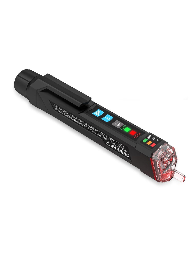 Voltage Tester, Alert Detector with Sound and Light Alarm, Flashlight, Wire Breakpoint Finder, Portable Non-contact AC Voltage Tester, with Dual Range AC 12V-1000V/48V-1000V - Image 1