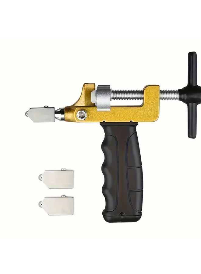 Yellow 2 In 1 Manual Glass Tile Cutting Tool Set Tungsten Steel Blades - Image 1