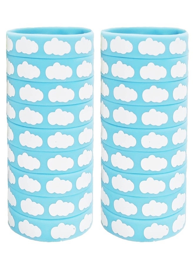 CupaPlay 24 White Cloud Silicone Wristband Rainbow Blue Sky White Clouds Baby Shower theme Birthday Party Decorations Supplies Favors - Image 1