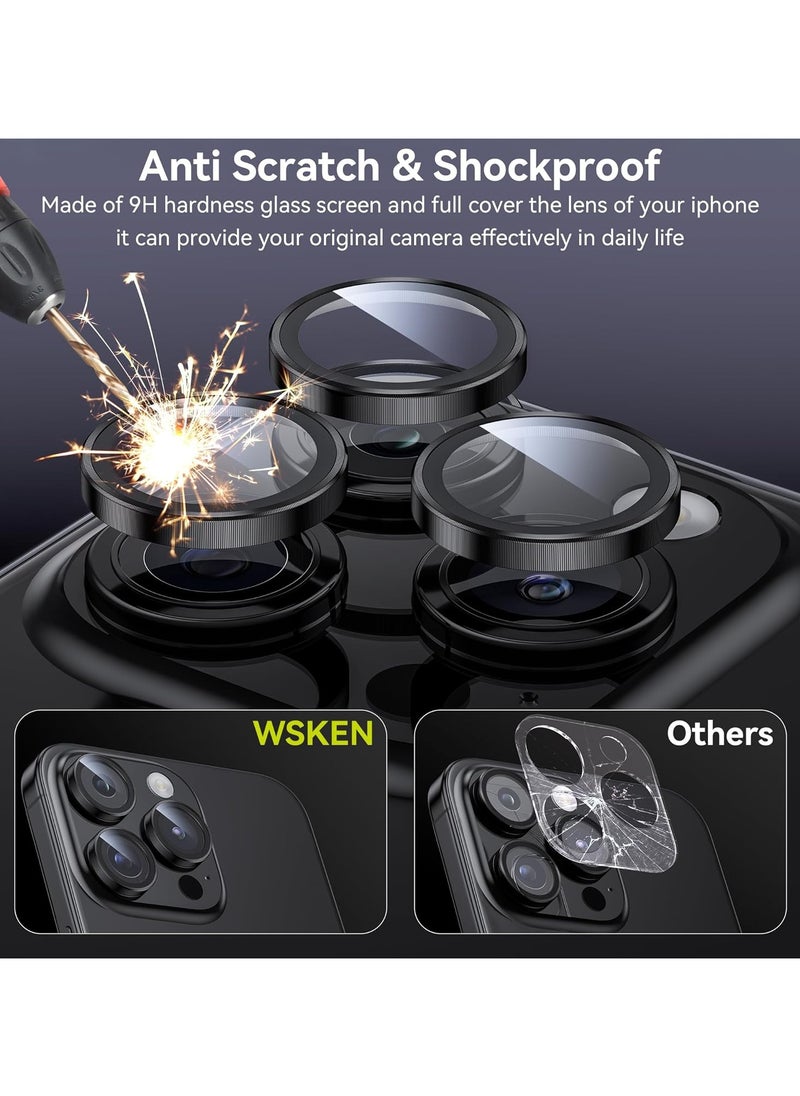 Generic - Camera Lens Protector for iPhone 15 Pro/iPhone 15 Pro Max 1 Step Installation Tray Tempered Glass Screen Protector Metal Individual Camera Cover Accessories Case Friendly (Black) - Image 1