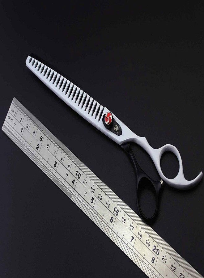 Purple Dragon 8.0 inch Professional Pet Grooming Scissors - Dog Chunker Shears - Adult Animal Thinning Hair Shears for Pet Groomer or Family DIY (White) - Image 2