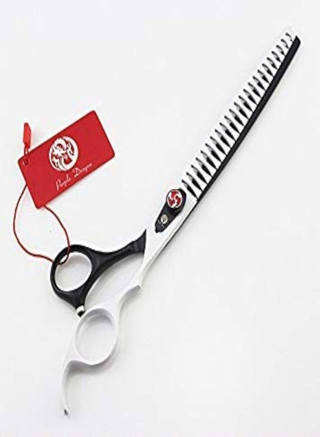 Purple Dragon 8.0 inch Professional Pet Grooming Scissors - Dog Chunker Shears - Adult Animal Thinning Hair Shears for Pet Groomer or Family DIY (White) - Image 1