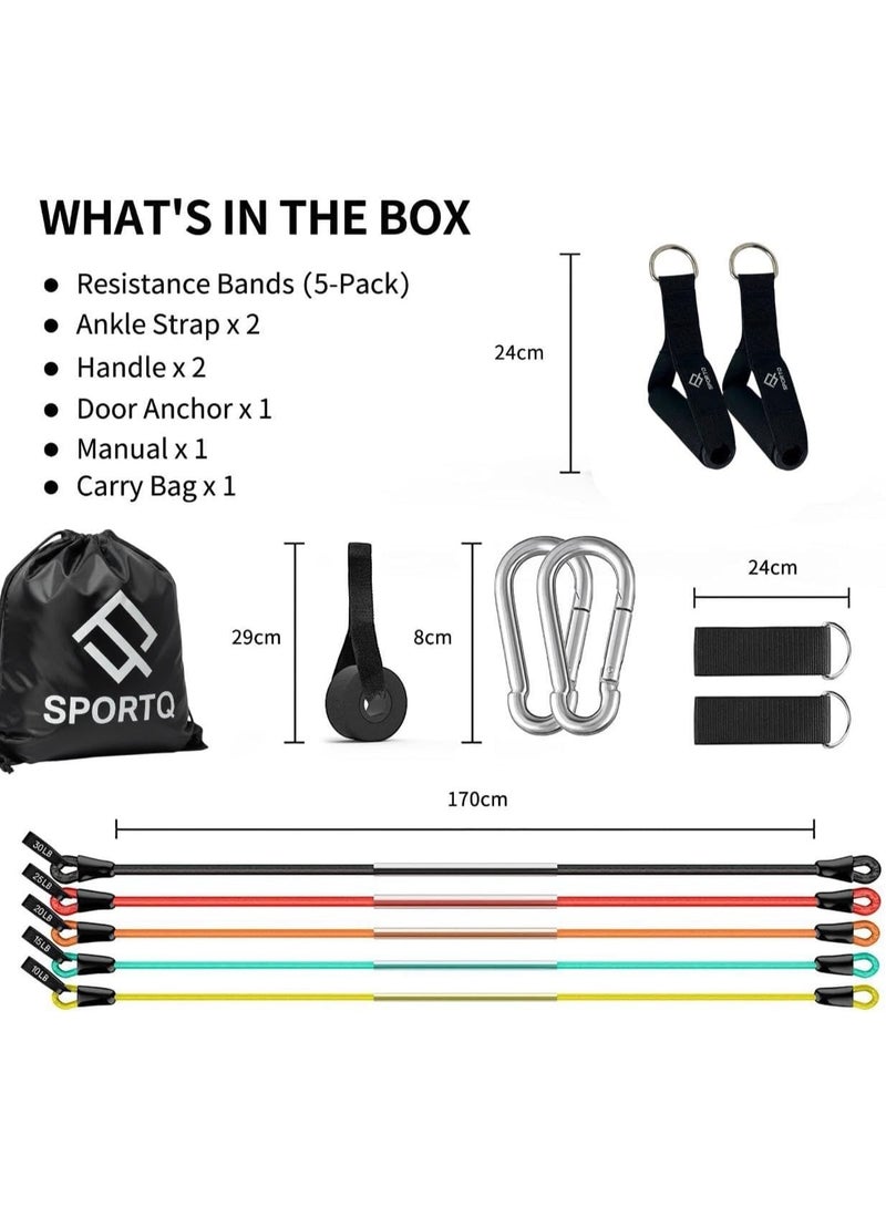 SportQ Premium Resistance Bands Set – Resistance Levels 10 to 30 Pounds – Alternative to Home Gym for Full Body Strengthening, Toning and Fitness at Home or Travel - Image 2