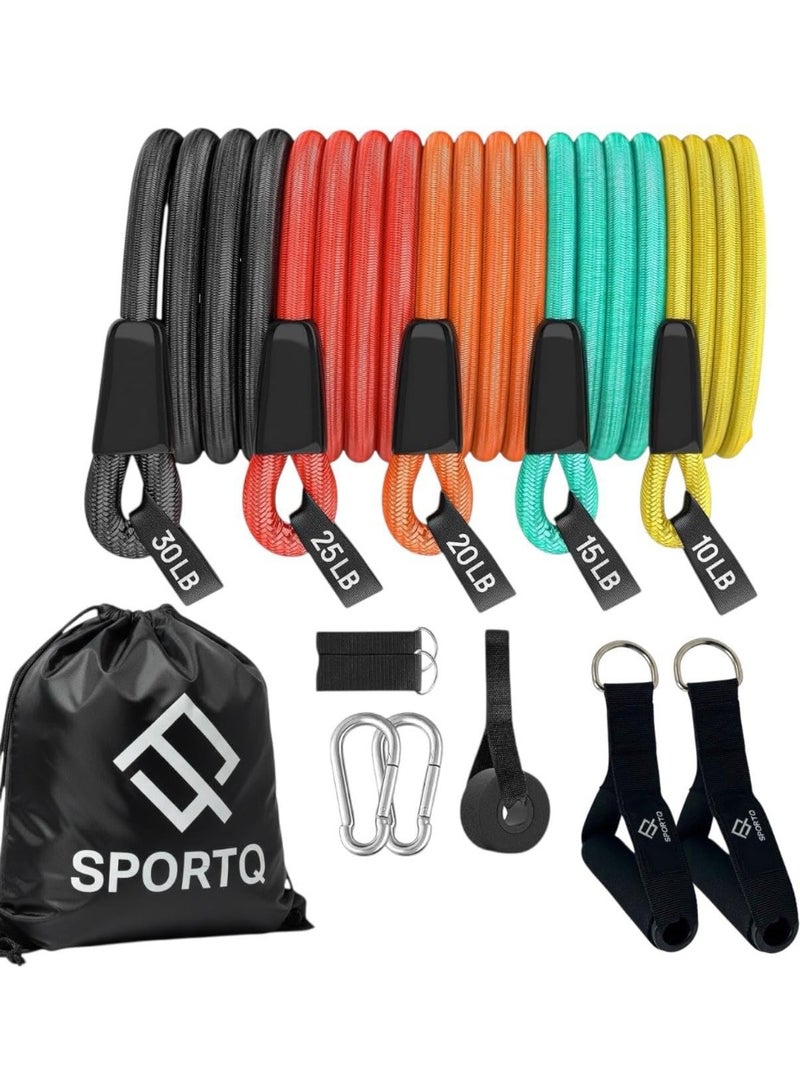 SportQ Premium Resistance Bands Set – Resistance Levels 10 to 30 Pounds – Alternative to Home Gym for Full Body Strengthening, Toning and Fitness at Home or Travel - Image 1