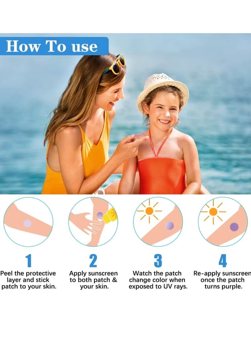 48Pcs Sunscreen Detection Patch Sunny Patch UV Detection Stickers for Preventing Sunburn for Kids and Adults Natural Waterproof Patches Changes Color When Time to Reapply Your Sunscreen
