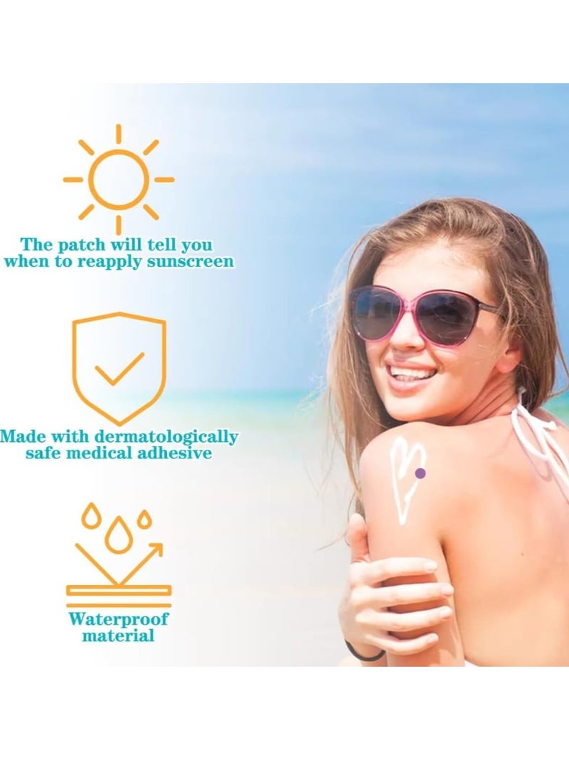 48Pcs Sunscreen Detection Patch Sunny Patch UV Detection Stickers for Preventing Sunburn for Kids and Adults Natural Waterproof Patches Changes Color When Time to Reapply Your Sunscreen