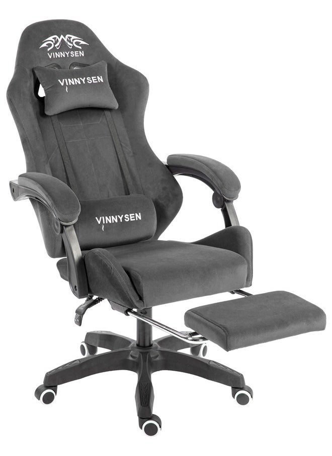 VINNYSEN Gaming Chair Computer Chair Velvet Fabric Game Chair with Head Pillow and Waist Pillow Ergonomic Computer Chair with Footrest  - Image 1