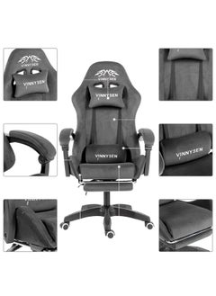 VINNYSEN Gaming Chair Computer Chair Velvet Fabric Game Chair with Head Pillow and Waist Pillow Ergonomic Computer Chair with Footrest  - Image 4