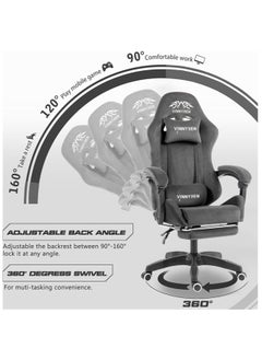 VINNYSEN Gaming Chair Computer Chair Velvet Fabric Game Chair with Head Pillow and Waist Pillow Ergonomic Computer Chair with Footrest  - Image 5