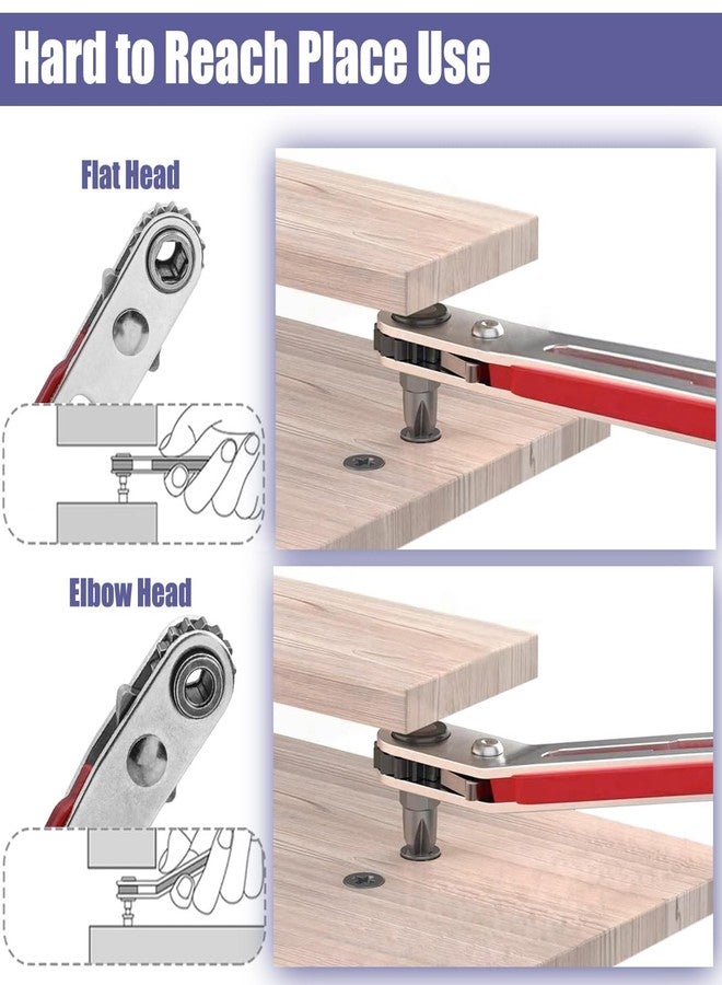 ياكاموز مجموعة مفكات براغي صغيرة من ياكاموز، قطعتان من مفكات براغي صغيرة بزاوية قائمة 90 درجة، مفتاح ربط سداسي 1/4 بوصة للمساحات الضيقة - Image 5