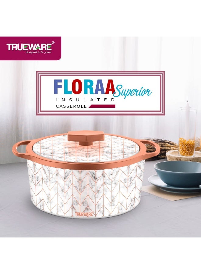 Trueware Floraa Superior Inner Steel Outer Plastic Thermoware Casserole Set of 3 | 750 ML, 1000 ML, 1500 ML | PU Insulated | BPA free | Odour Proof | Food Grade | Easy to Carry | Easy to Store | Ideal For Chapatti | Roti | Curd Maker | Kitchen Storage | Kitchen accesseroies | Hot Pot - Image 2