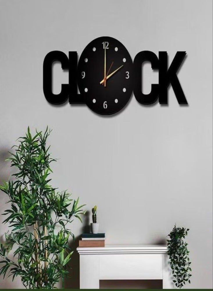 Dreamzon Clock Word Wood Wall Clock Black Best Home And Wall Décor - Image 1