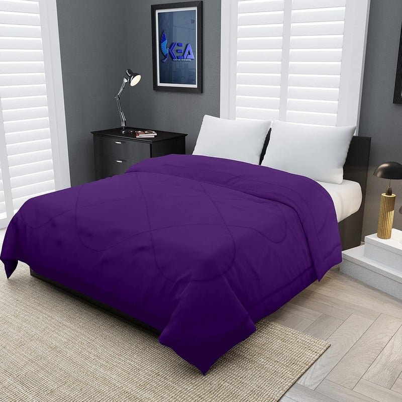 KEA KEA Microfibre Reversible Single Bed ComforterDuvet for All Weather Purple 250GSMComforter Single  - Image 1