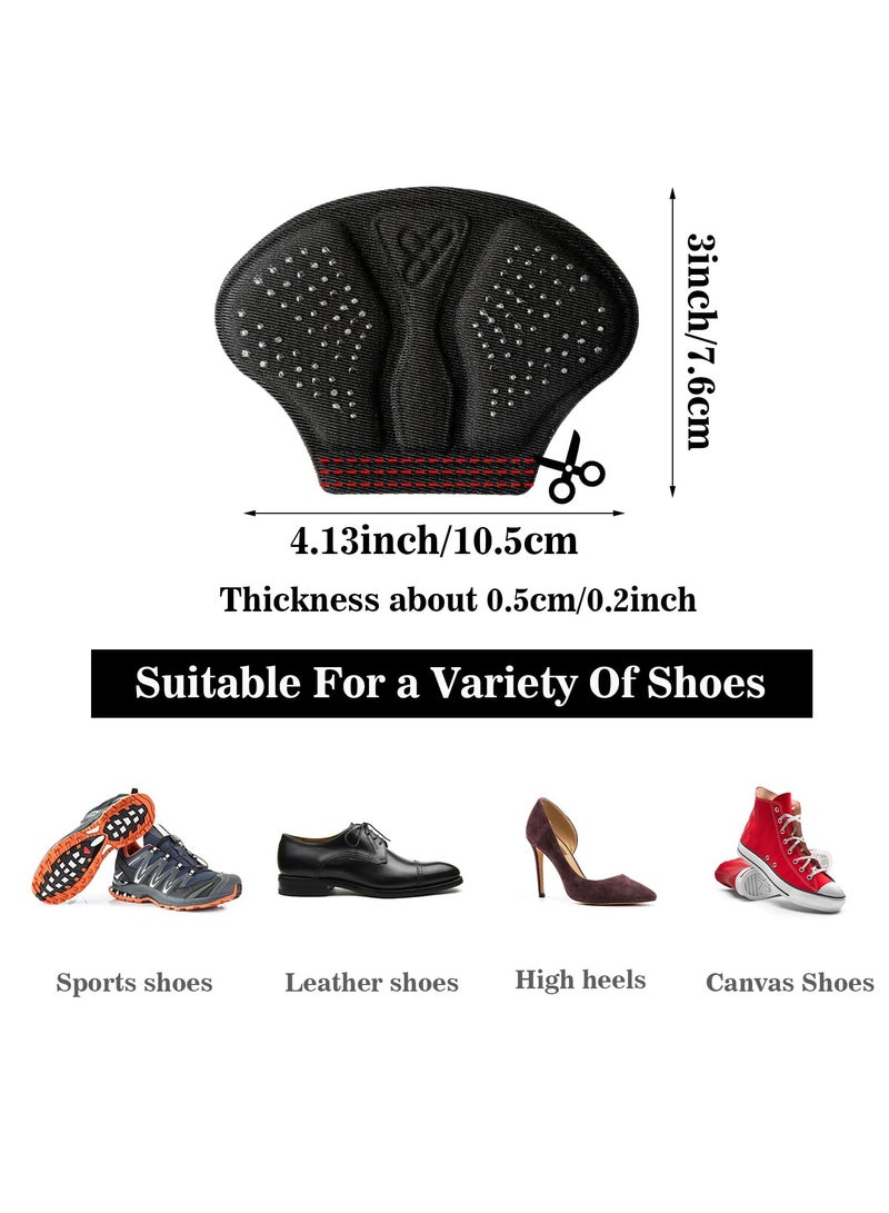 4 Pairs Foamed Cotton Heel Cushions, Adhesive Heel Cushion Inserts, Reusable Back of Heel Grips Pads for Too Big Loose Shoes, for Pain Relief u0026 Tighter Fit Heel Grips for Men Women's Shoes - Image 2