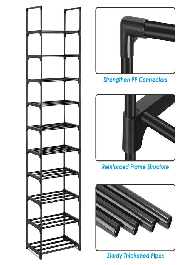 Phyllia 10-Tier Vertical Shoe Rack Organizer,Multipurpose Shoe Shelf Storage, Metal Storage Shelf, Black - Image 2