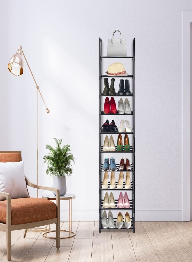 Phyllia 10-Tier Vertical Shoe Rack Organizer,Multipurpose Shoe Shelf Storage, Metal Storage Shelf, Black - Image 5