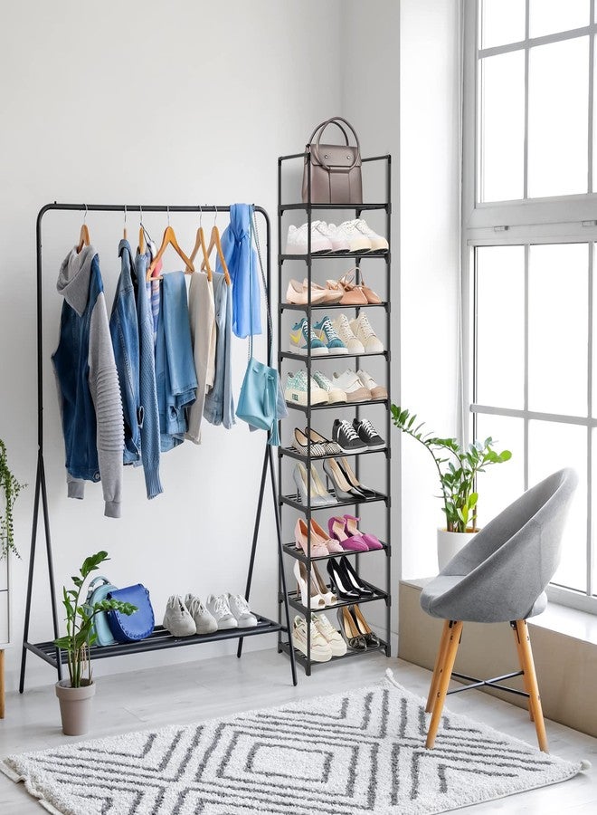 Phyllia 10-Tier Vertical Shoe Rack Organizer,Multipurpose Shoe Shelf Storage, Metal Storage Shelf, Black - Image 4