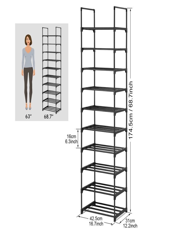 Phyllia 10-Tier Vertical Shoe Rack Organizer,Multipurpose Shoe Shelf Storage, Metal Storage Shelf, Black - Image 3