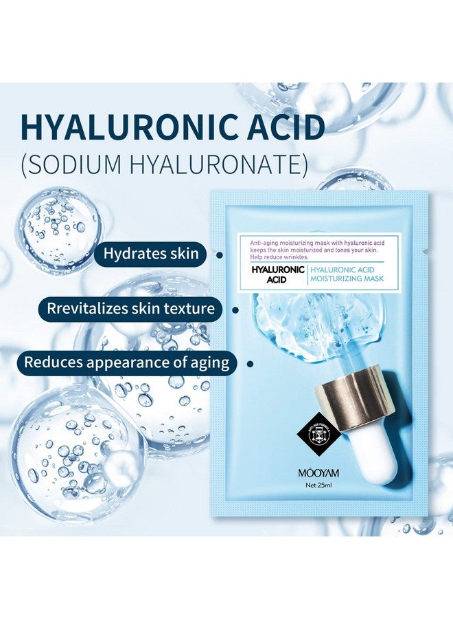 YAFUSIPE Face Mask Skin Care Hydrating Face Masks Sheets, Hyaluronic Acid Sheets Pack Deep Moisturizing Facemask Anti Aging Facial Mask For Women Skin Care Face Masks Beauty Smoothing Rejuvenating, 10 Sheets - Image 3
