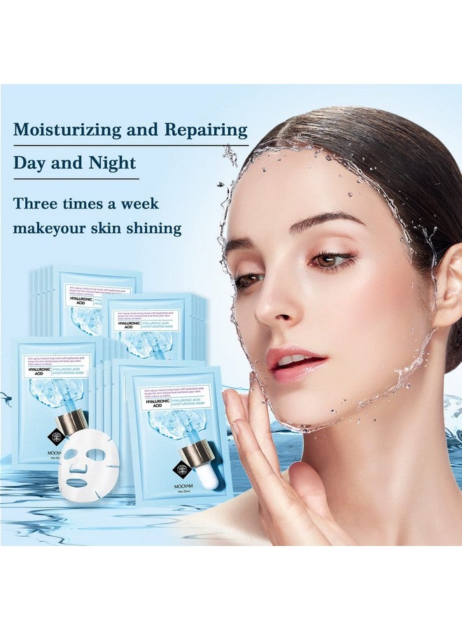 YAFUSIPE Face Mask Skin Care Hydrating Face Masks Sheets, Hyaluronic Acid Sheets Pack Deep Moisturizing Facemask Anti Aging Facial Mask For Women Skin Care Face Masks Beauty Smoothing Rejuvenating, 10 Sheets - Image 4