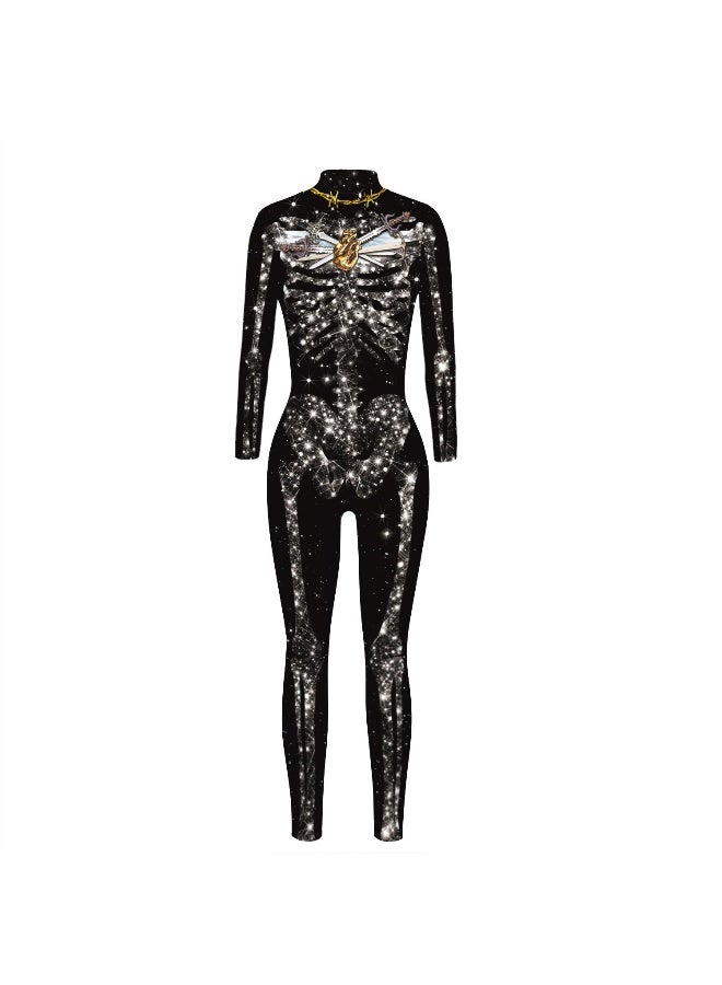 Cross-border European-american Trendy Brand Skull 3d Digital Printing Women's Body-hugging One-piece Pants - Image 1