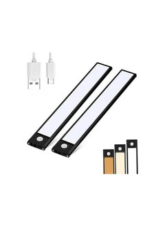 ماركة غير محددة أضواء تحت الخزانات 2 حزمة، أضواء LED للحجرات مع مستشعر حركة، ضوء ليلي قابل لإعادة الشحن مع 3 درجات سطوع للمطبخ، وخزانة، وخزائن، ودرج، وغرفة نوم، وممر  - Image 1
