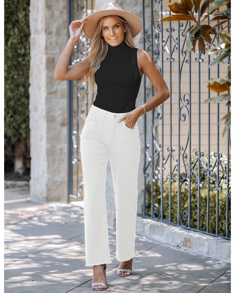 GRAPENT Trousers for Women Womens Jeans High Waisted Women's Jeans High Waisted Pants Off-White Small Fits US Size 4 to 6 - Image 4