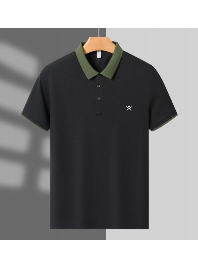 Hackett London Polo shirt with LOGO printing logo and contrast collar breathable leisure sports short sleeve shirt with slim POLO for men and women. - Image 5
