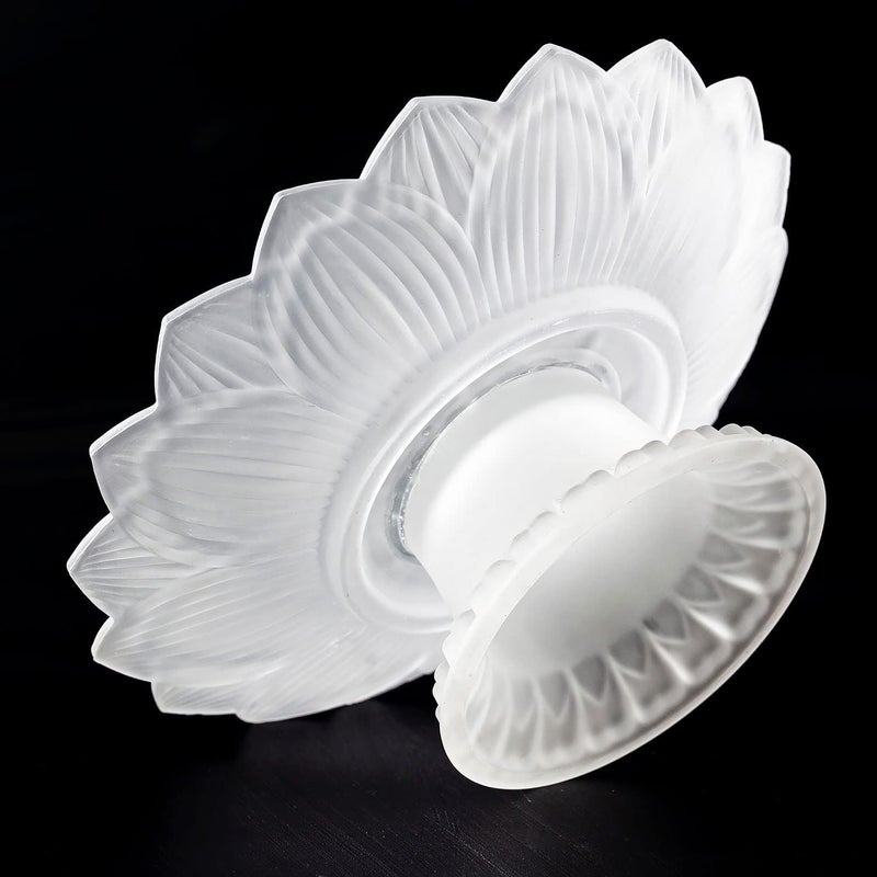 QINLANG 7 Inch White Glass Buddhist Fruit Plate Offering Plate for Altar Buddhist Altar Supplies - Image 3