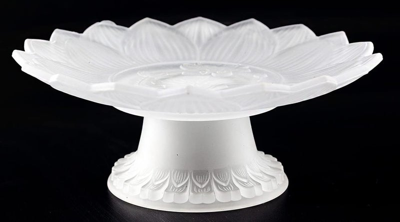 QINLANG 7 Inch White Glass Buddhist Fruit Plate Offering Plate for Altar Buddhist Altar Supplies - Image 1