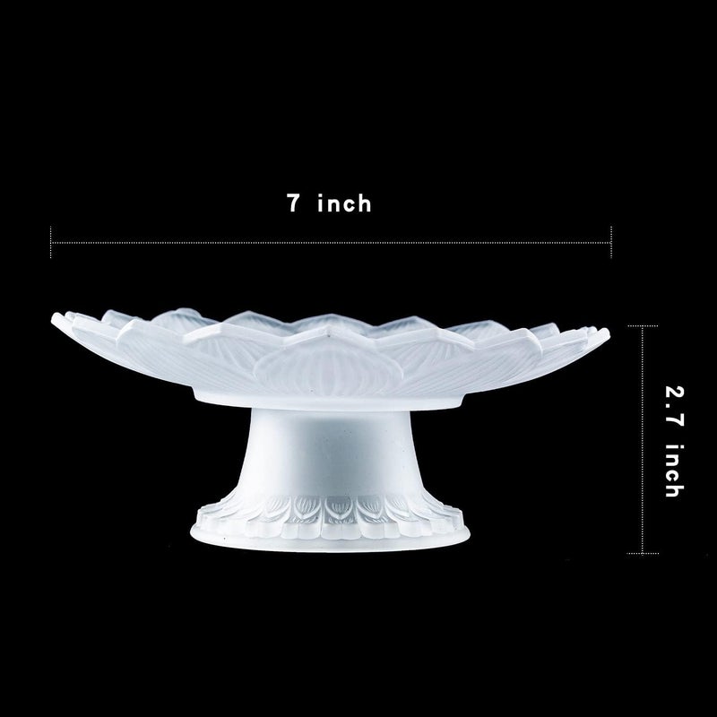 QINLANG 7 Inch White Glass Buddhist Fruit Plate Offering Plate for Altar Buddhist Altar Supplies - Image 4
