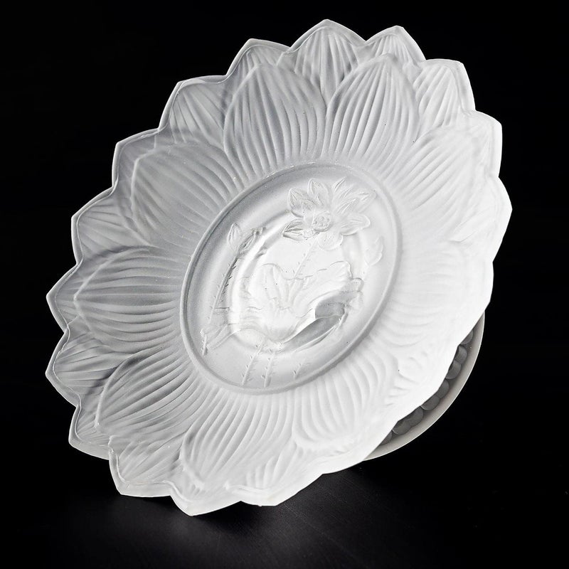 QINLANG 7 Inch White Glass Buddhist Fruit Plate Offering Plate for Altar Buddhist Altar Supplies - Image 2