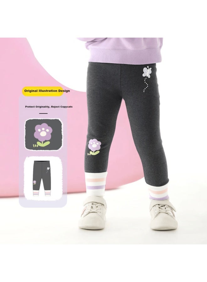 Bobdog Girls' Thermal Cotton Fleece-lined Leggings Autumn Winter Thin Warm Versatile Outerwear Pants For Kids - Image 2