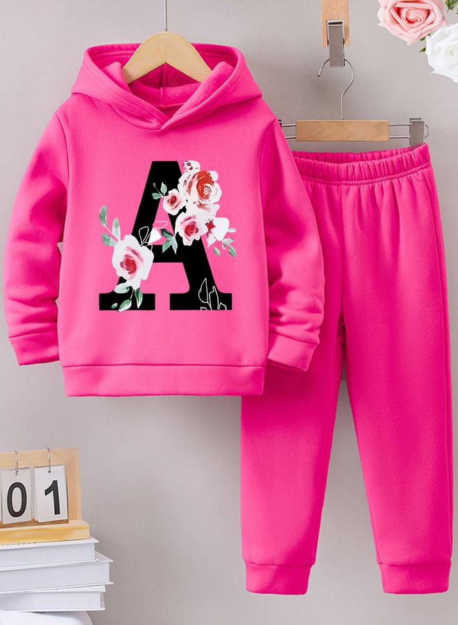 Take Two Girl Graphic Print Hoodie with Pants Set - Image 1