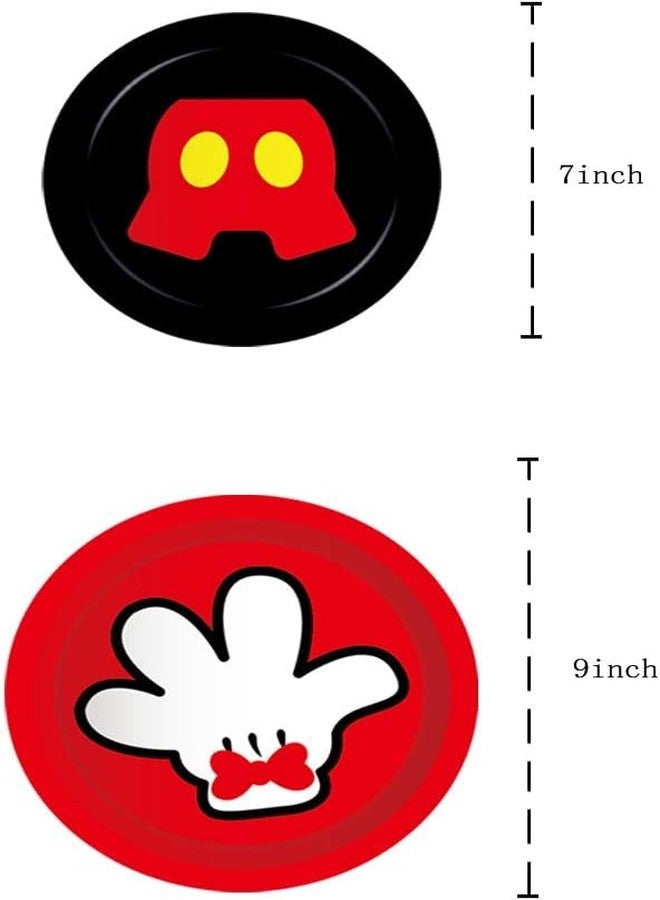 OULUN Mouse Theme Party Supplies Kit, 16 Paper Plates (8pcs 9 inch, 8pcs 7 inch), 20 Napkins, Table Cloth, Red, Mouse Cartoon, Birthday - Image 4