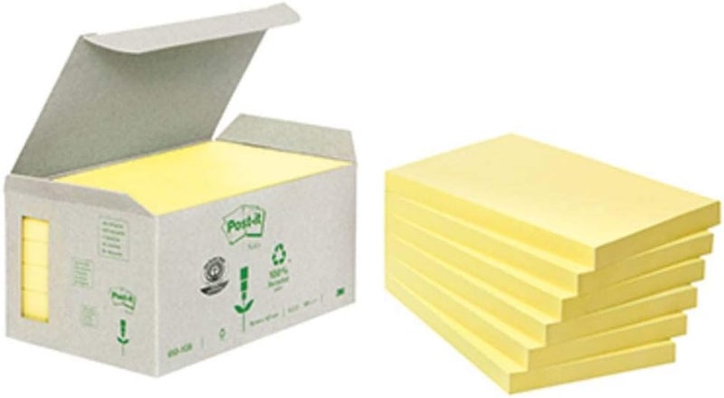 بوست-إت ملاحظات Post-it 655-1B قابلة لإعادة التدوير، لون أصفر باستيل، مقاس 76 مم × 127 مم (عبوة تحتوي على 6 ألواح، 100 ورقة في كل لوح) - Image 1