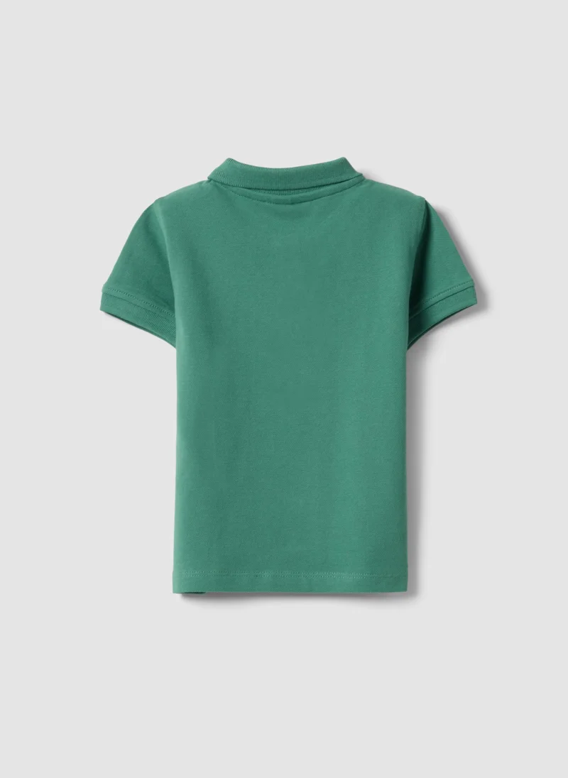 او في اس OVS Boysâ€™ Green Organic Cotton Polo Shirt, Regular Fit