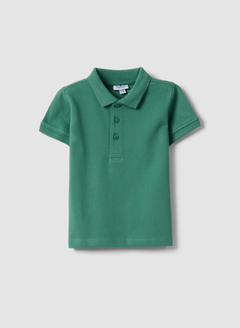 او في اس OVS Boysâ€™ Green Organic Cotton Polo Shirt, Regular Fit