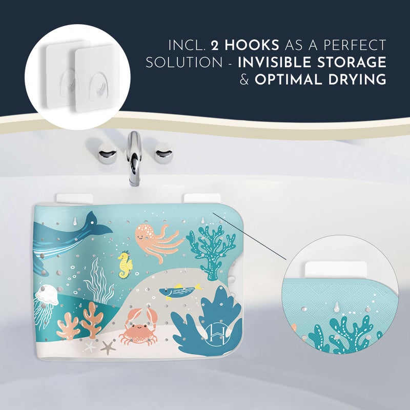 Homerella Bathtub Mat Non Slip Anti Mold for Kids 40x16 - homerellaÂ® Bath Mat for Tub, BPA Free, Incl. 2 Hooks, Washable Shower Mat Non Slip Anti Mold, Shower Mats for Inside Shower, EU Certified - Image 3