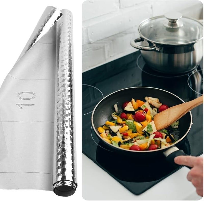 Waterproof Oil Proof Self Adhesive Aluminum Foil Sticker For Kitchen Cabinet Wall Tile Cover 40cm x 1M Silver Roll - Image 5