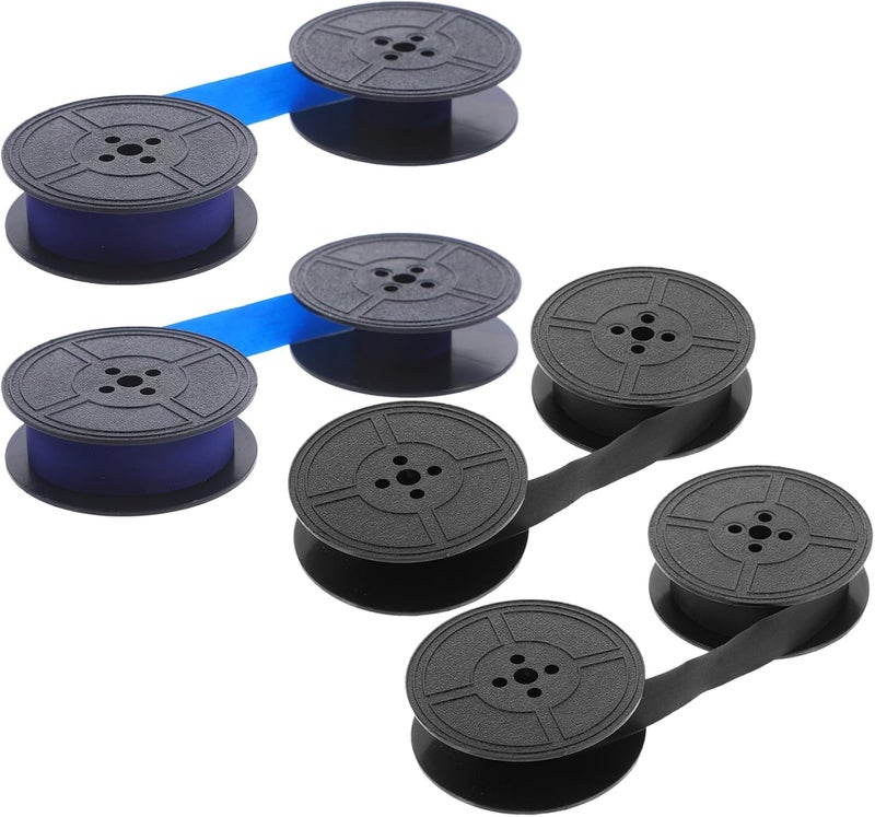 4pcs Mechanical Typewriter Ribbon Combo Twin Spool, Compatible with GR9/NE800/NE3000/1009FN 1066FN - Black Blue Nylon Wide Ink Replacement for Retro Typewriting - Image 1