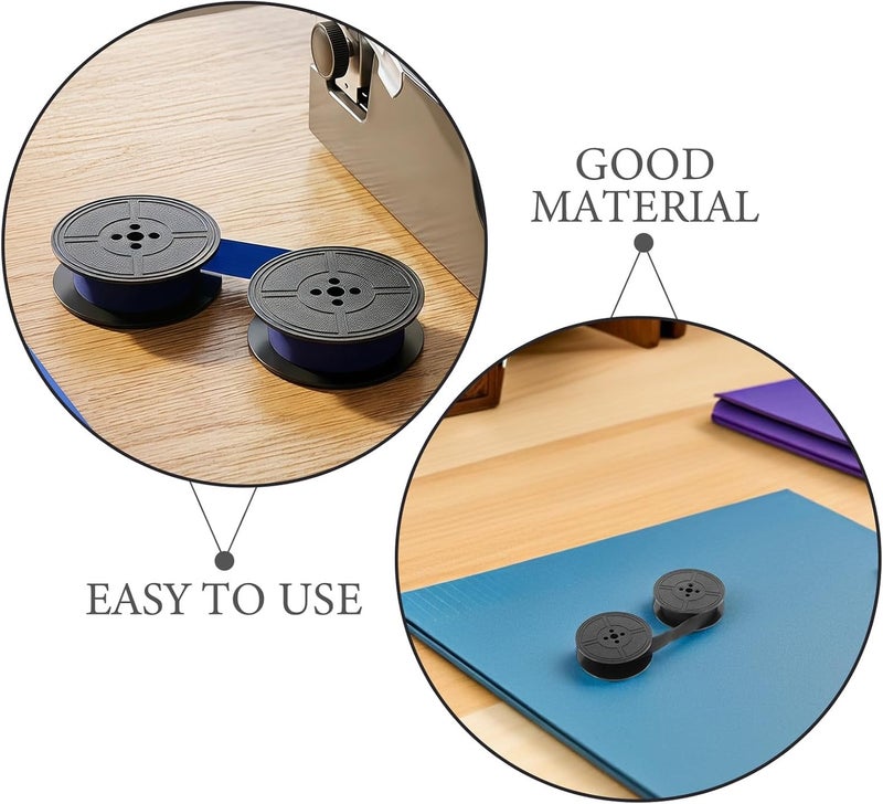 4pcs Mechanical Typewriter Ribbon Combo Twin Spool, Compatible with GR9/NE800/NE3000/1009FN 1066FN - Black Blue Nylon Wide Ink Replacement for Retro Typewriting - Image 3