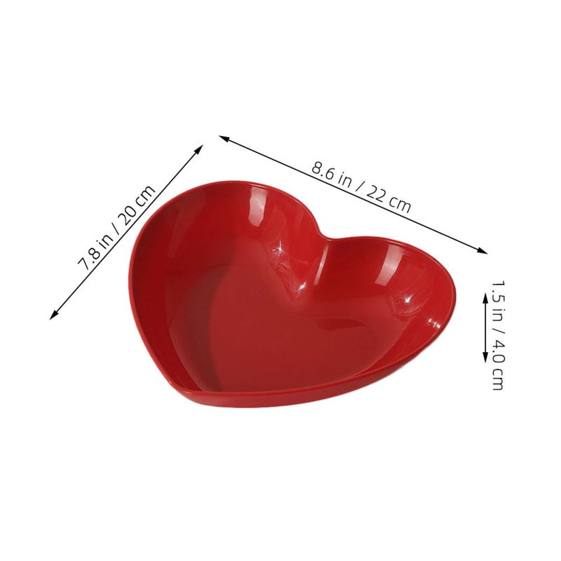 Red Heart Shaped Dessert Plates Set of 3 Reusable Snack Serving Trays for Kitchen Party - Image 3