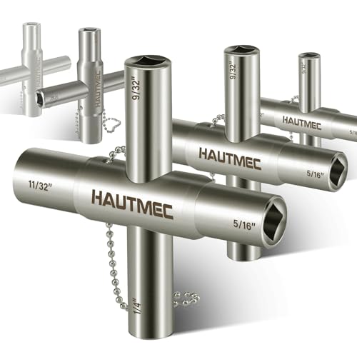 HAUTMEC 5pcs 4 Way Sillcock Water Key Faucet Valve Tool Spigot Key 1/4", 9/32", 5/16", 11/32" PL0028-5 - Image 1