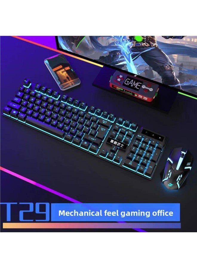 Zhaoyin Punk Real Mechanical Feel Keyboard Mouse Suit Usb Wired Mute E-Sports Computer Office General Purpose