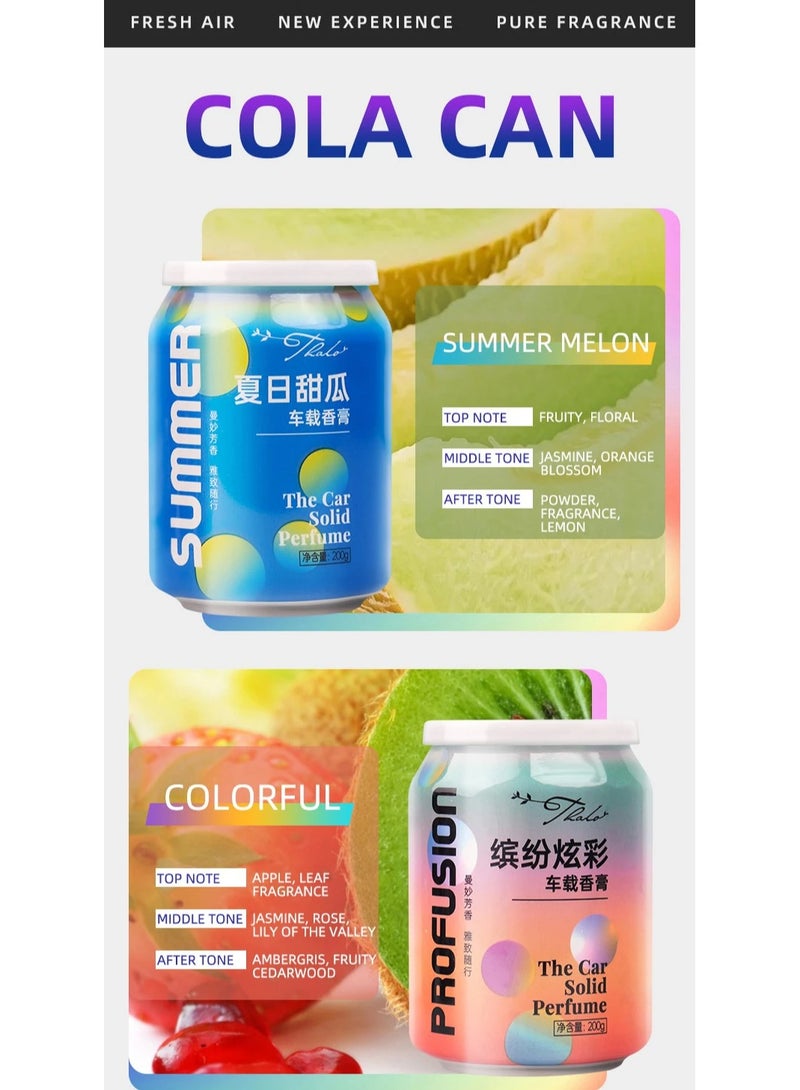 Thalo Car odor removal aromatherapy cola cans, rich fragrance, suitable for car interiors and wardrobes, bedrooms, toilets, solid perfume, canned car perfume, car fragrance (set of 2 aluminum cans with different fragrances) - Image 3
