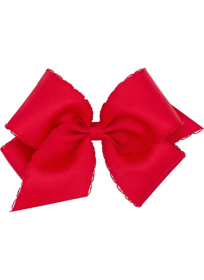 Wee Ones - Wee Ones King Grosgrain Bow With Matching Moonstitch Edge, Red, King - Image 1