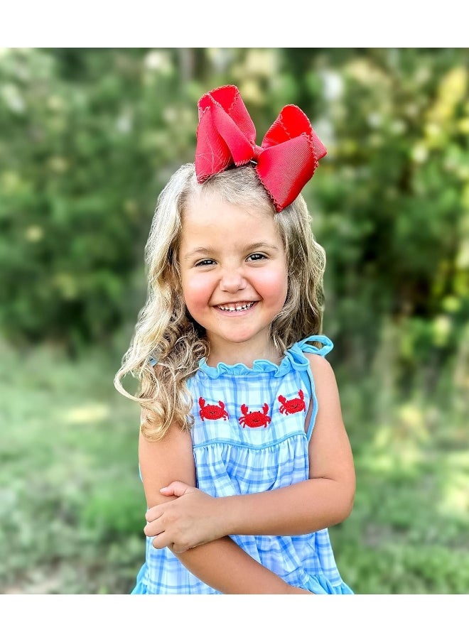 Wee Ones - Wee Ones King Grosgrain Bow With Matching Moonstitch Edge, Red, King - Image 1